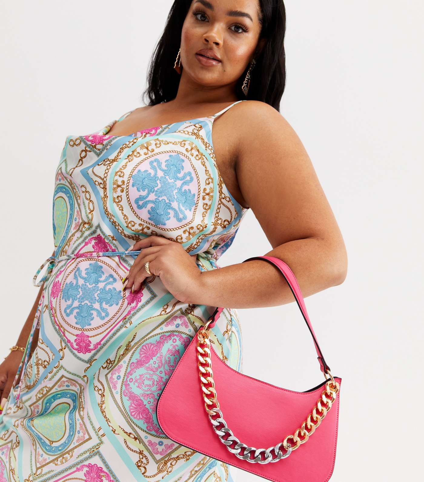 Your Evening Plus One Bright Pink Chain Shoulder Bag
