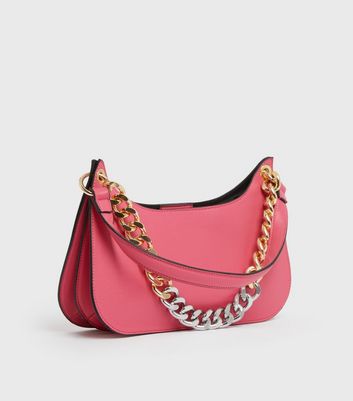 shop for Your Evening Plus One Bright Pink Chain Shoulder Bag New Look Vegan at Shopo