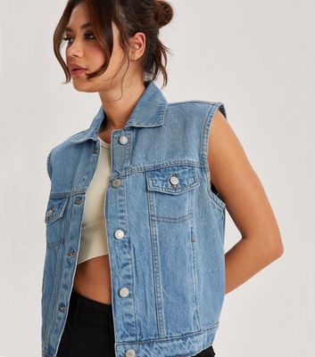 Urban Bliss Blue Denim Vest New Look