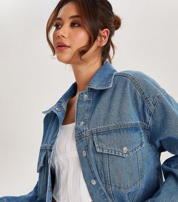 Urban Bliss Blue Denim Shacket | New Look
