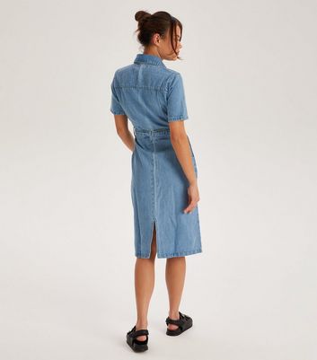 Urban Bliss Blue Denim Midi Shirt Dress | New Look