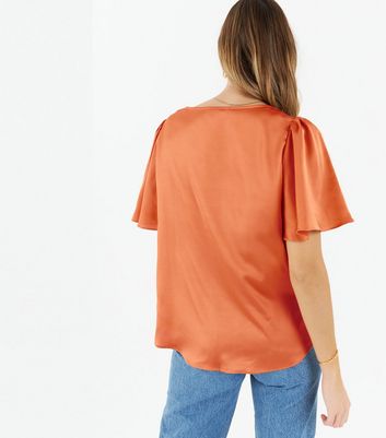 Zibi London Coral Satin Cowl Blouse New Look