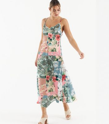 Click to view product details and reviews for Zibi London Green Patchwork Midi Slip Dress New Look.