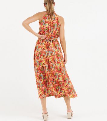 Zibi London Yellow Floral Halter Neck Maxi Dress New Look