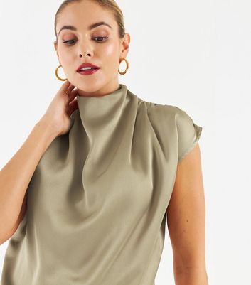 Zibi London Light Green Satin High Neck 