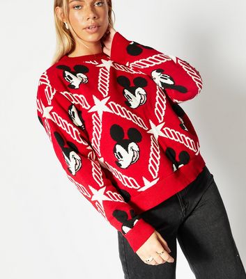 Skinnydip Red Disney Mickey Mouse Star Jumper New Look