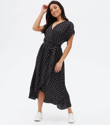 Polka dot dip hem dress best sale