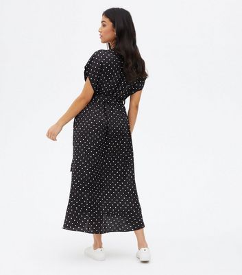 curved hem midi wrap dress