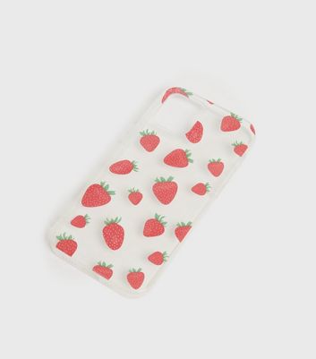 Clear Strawberry Print iPhone 12 Case New Look