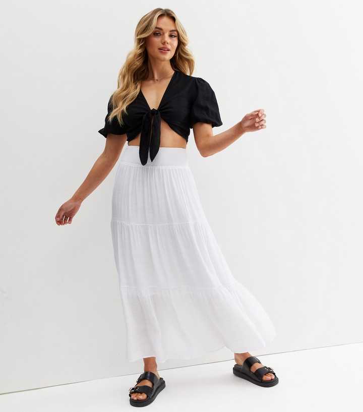 Tall Woven Shirred Waist Maxi Skirt