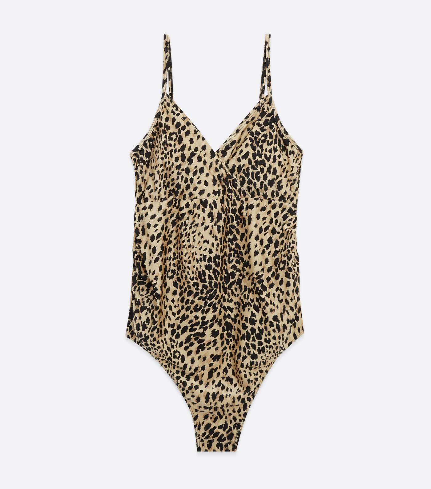 Maternity Brown Leopard Print Wrap Swimsuit Image 5