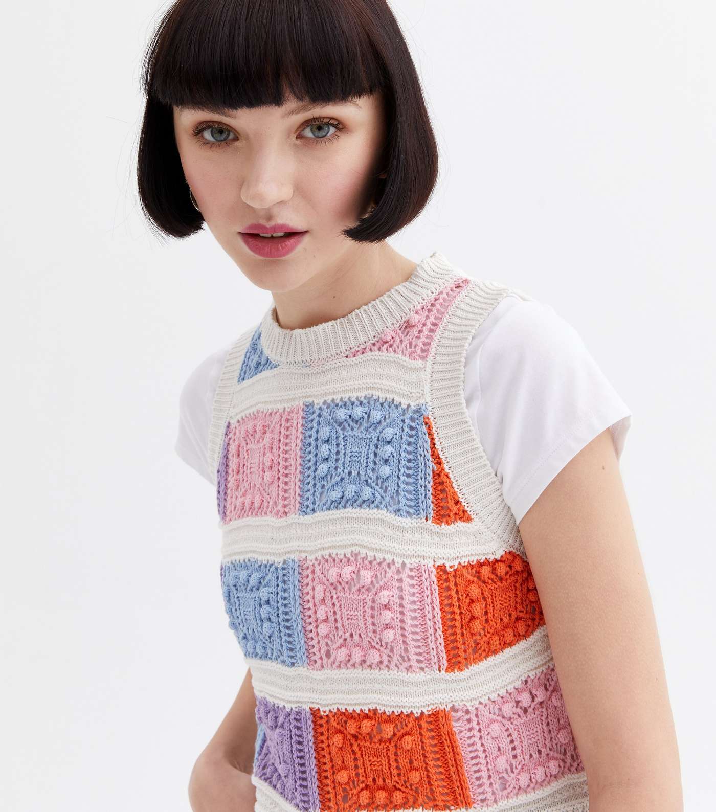 Multicoloured Colour Block Knit Vest Image 3