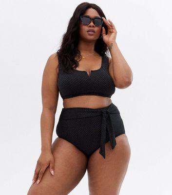 Damen Bekleidung Curves Black Glitter Notch Neck Bikini Top Damen Bekleidung Curves Black Glitter Notch Neck Bikini Top