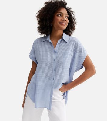 Pale Blue Check Short Sleeve Shirt 