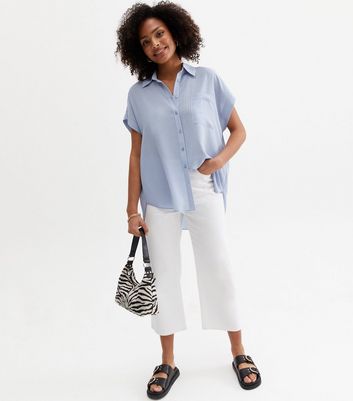 Damen Bekleidung Pale Blue Check Short Sleeve Shirt
