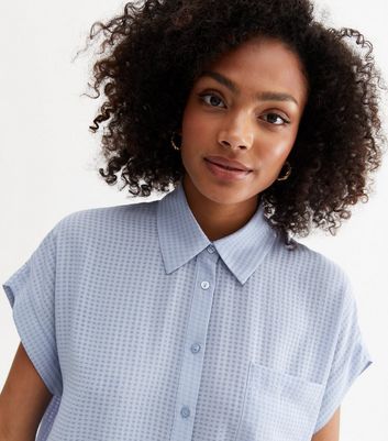Pale Blue Check Short Sleeve Shirt 