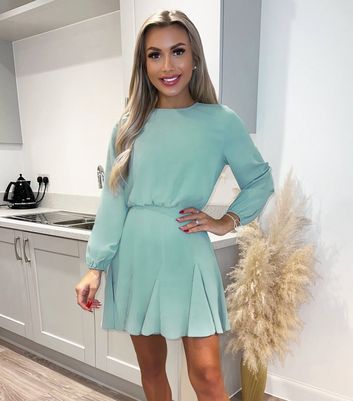 AX Paris Mint Green Frill Long Sleeve Mini Dress New Look