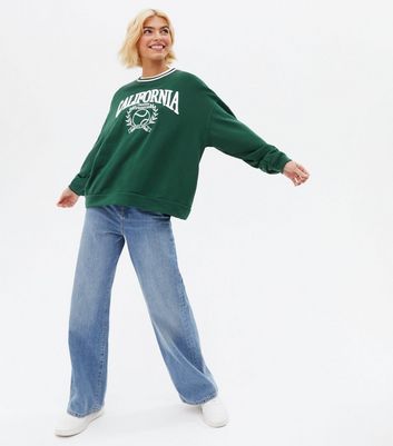 Green California Varsity Logo Sweatshirt | New Look