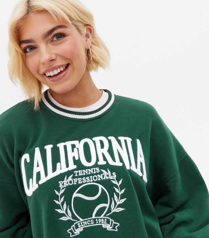 Green California Varsity Logo Sweatshirt | New Look
