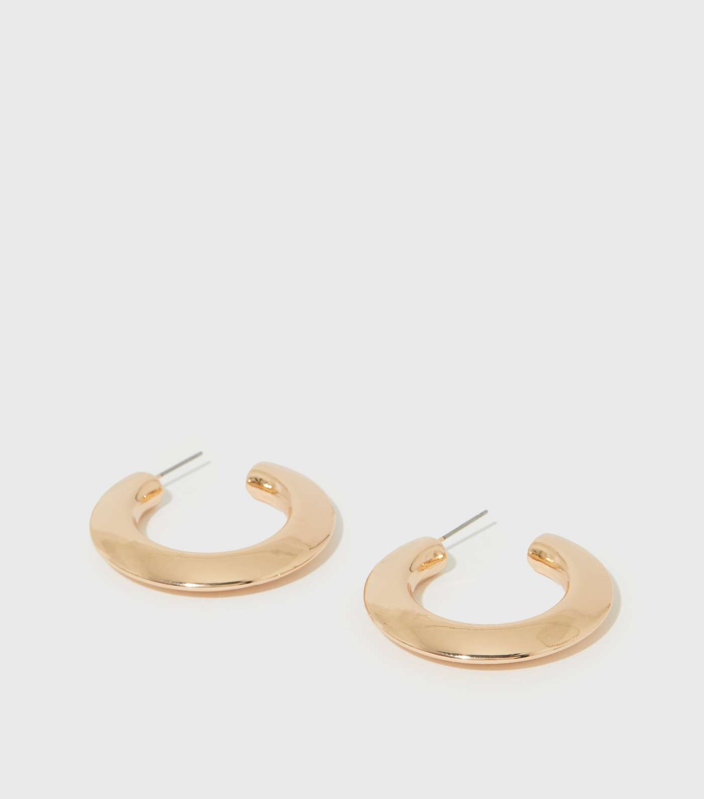 Gold Tube Hoop Earrings Image 2