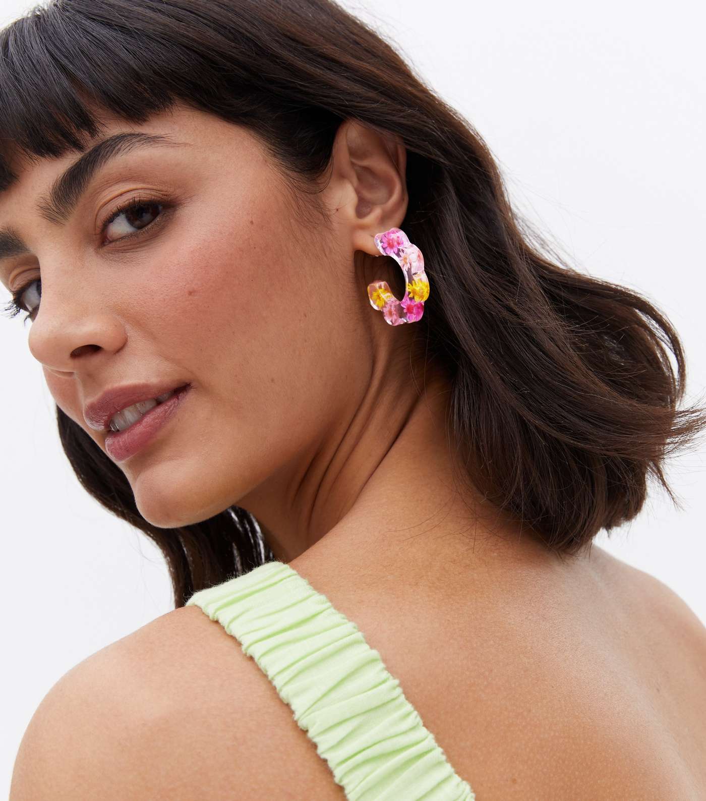 Multicoloured Floral Hoop Earrings