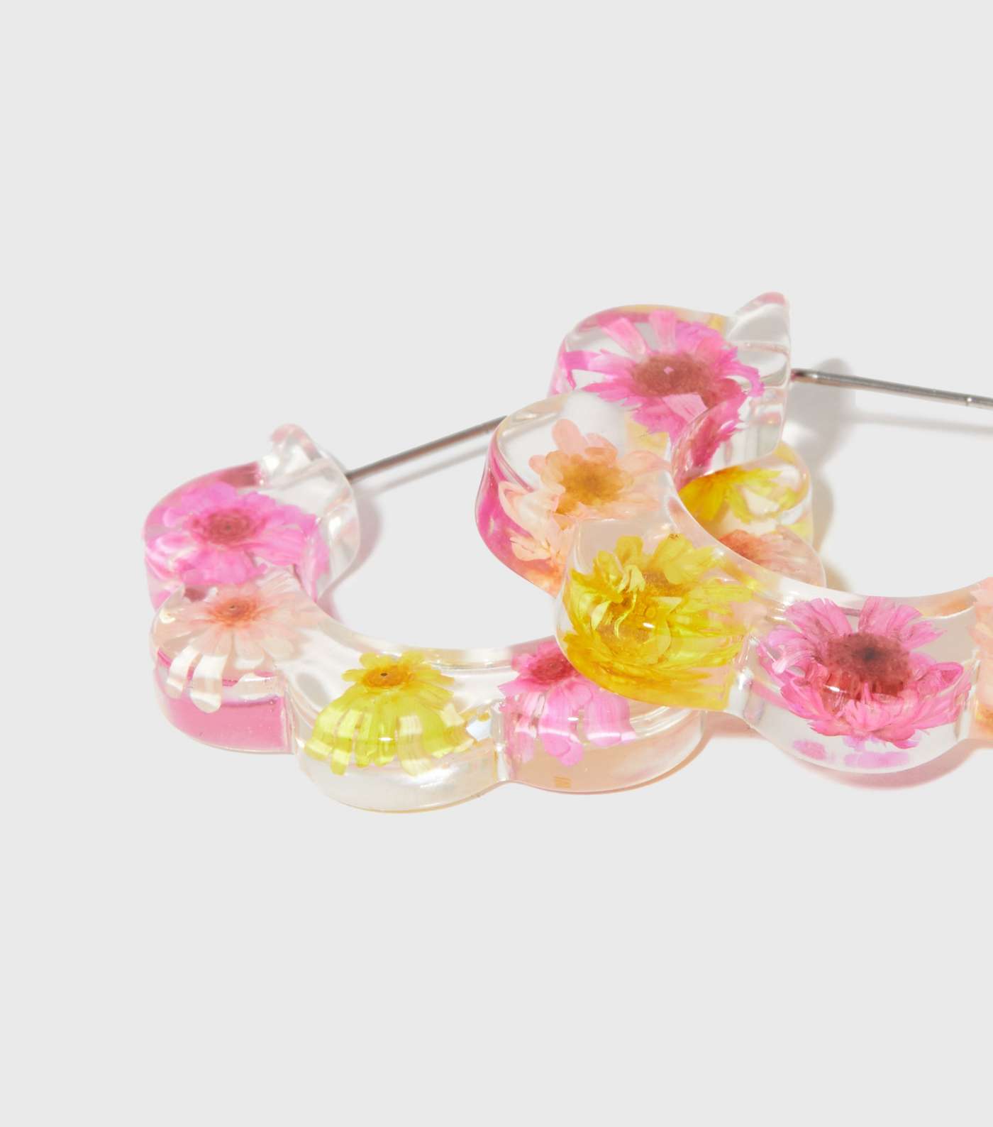 Multicoloured Floral Hoop Earrings Image 3