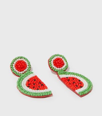 beaded watermelon earrings