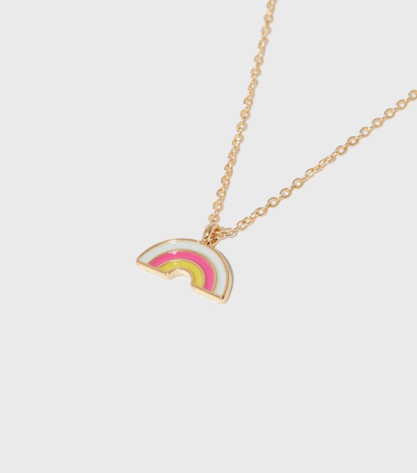 Girls Gold Rainbow Pendant Necklace Image 2