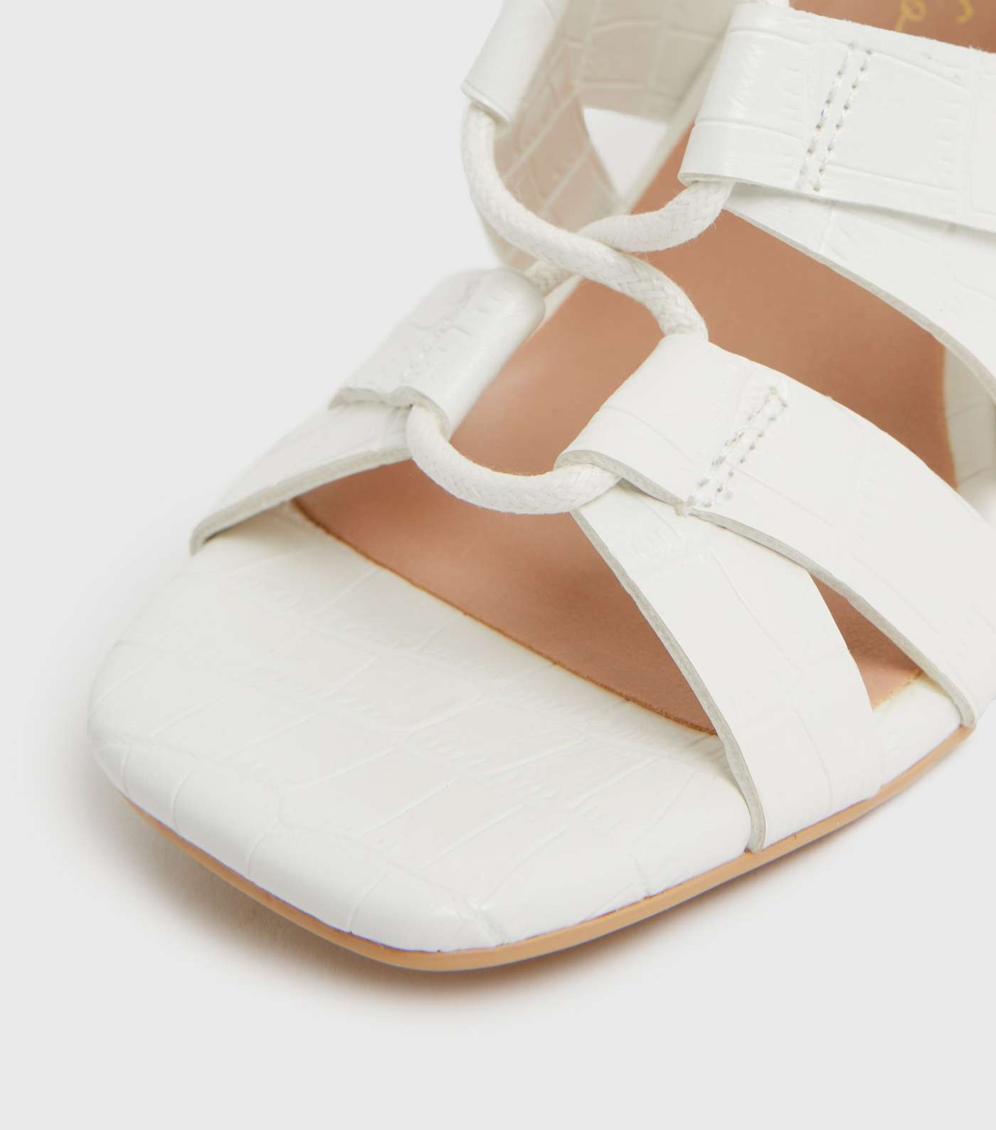 White Tie Block Heel Ghillie Sandals Image 4