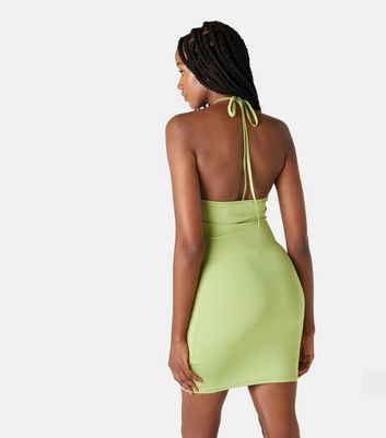 Urban Bliss Light Green Halter Mini Dress New Look