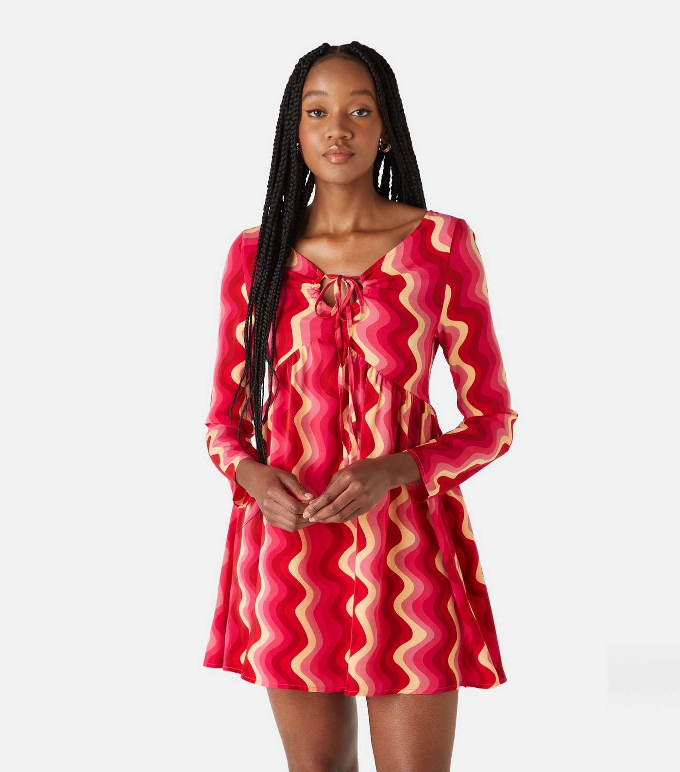Urban Bliss Pink Swirl Tie Front Mini Dress Image 3