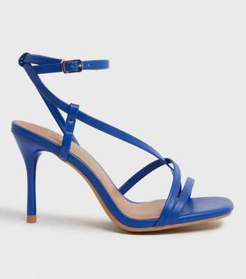 Wide Fit Bright Blue Strappy Stiletto Heel Sandals