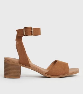 Cream Leather-Look Cross Strap Mid Block Heel Sandals New Look | Compare |  Cabot Circus