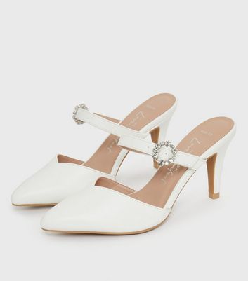 White buckle hot sale mules