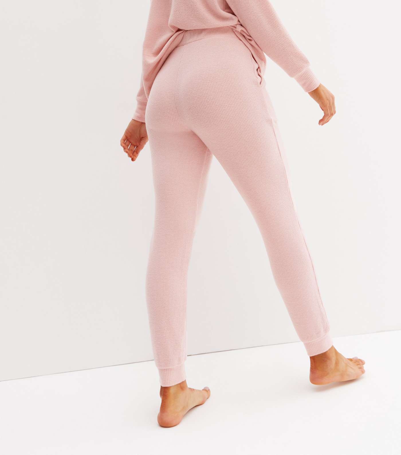 Mid Pink Ribbed Lounge Joggers Image 4