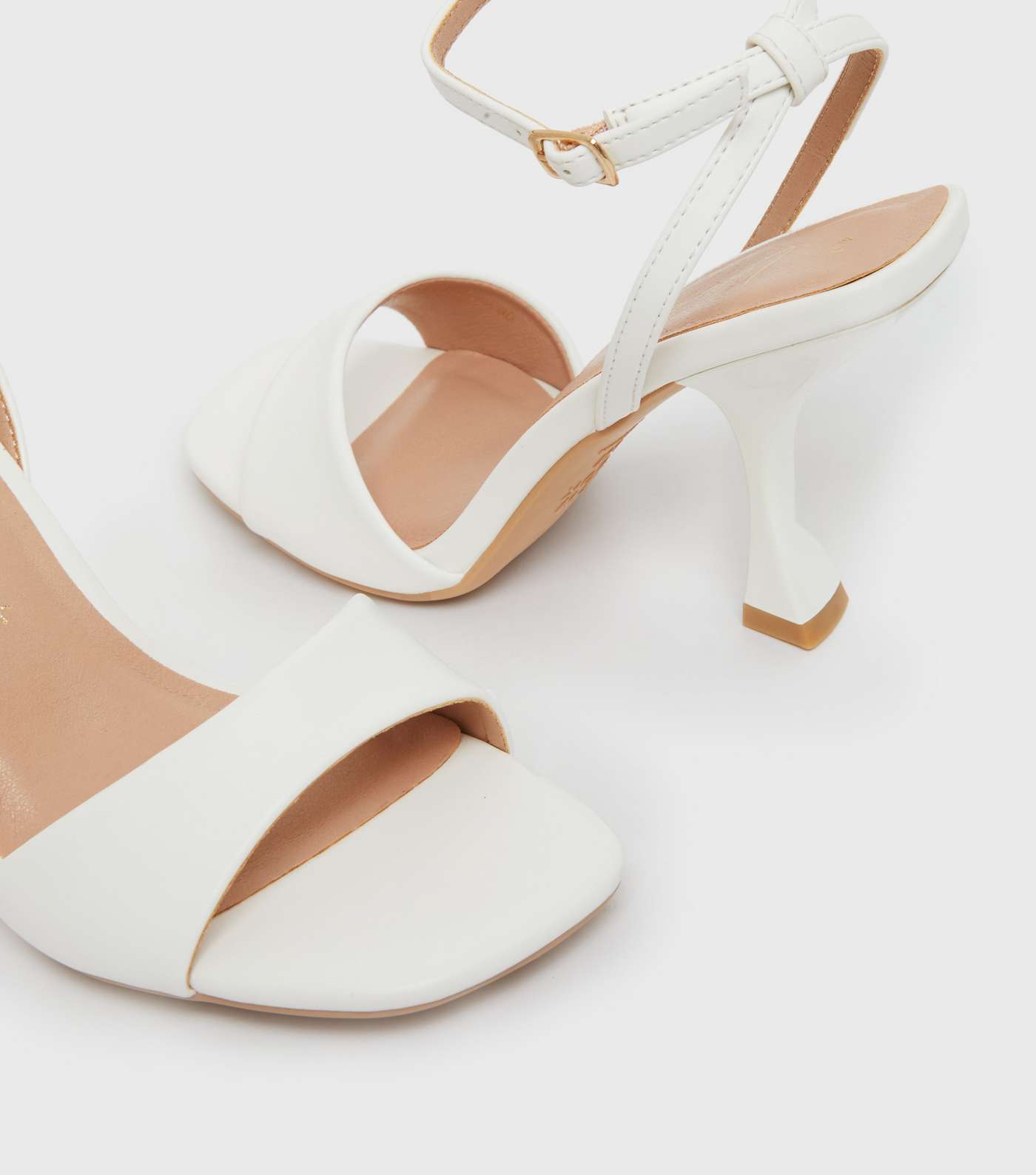 White Curved Stiletto Heel Sandals Image 4
