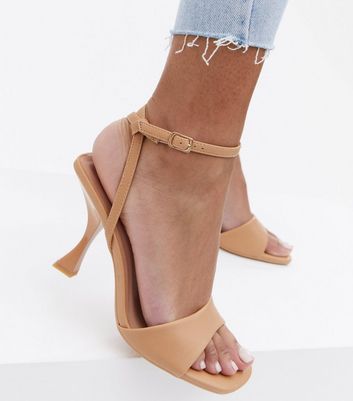Camel Curved Stiletto Heel Sandals | New Look