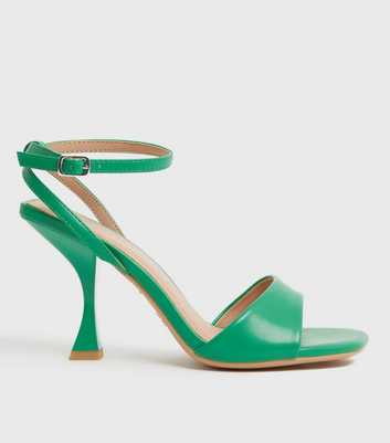 Green Curved Stiletto Heel Sandals