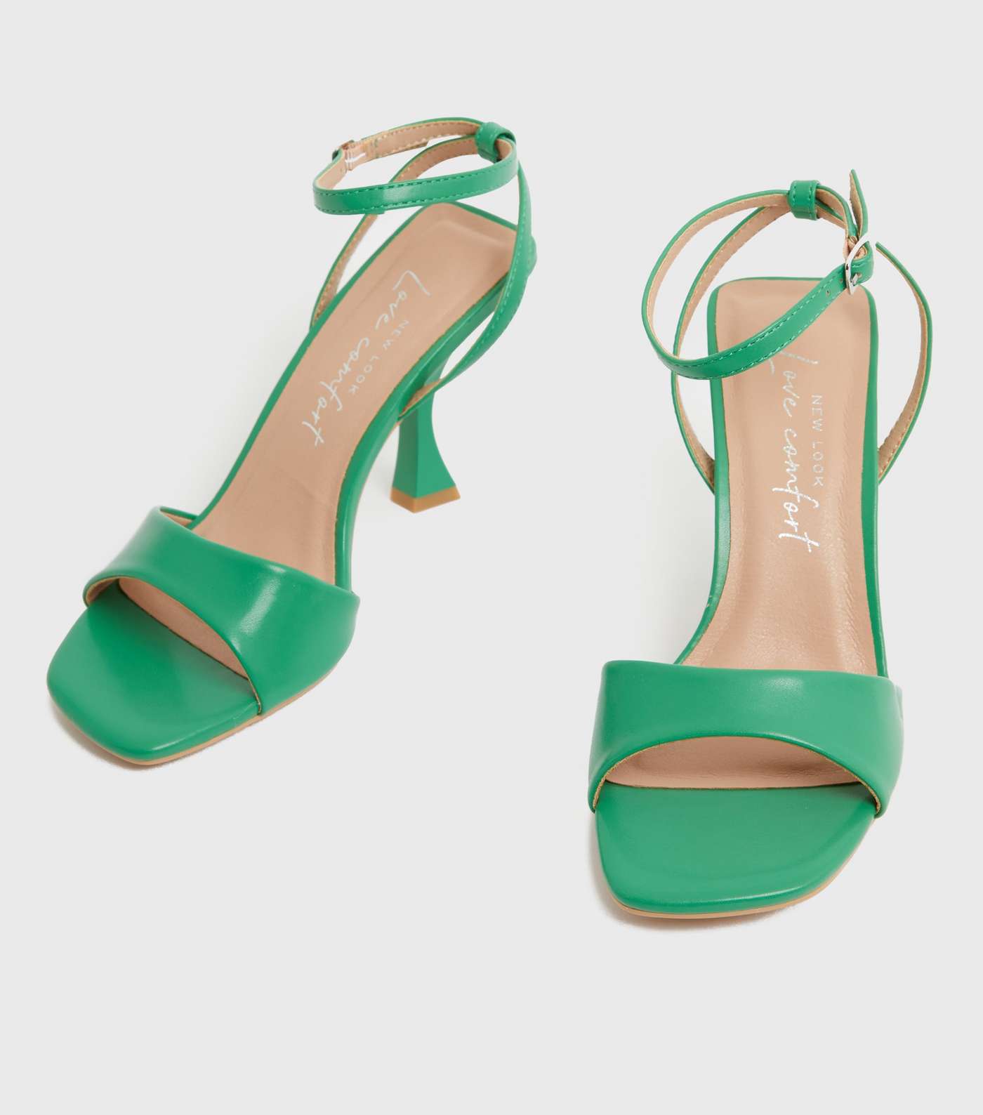 Green Curved Stiletto Heel Sandals Image 3