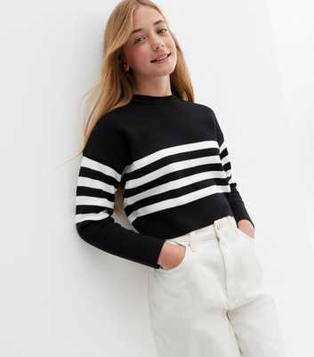 Girls Black Stripe Jumper