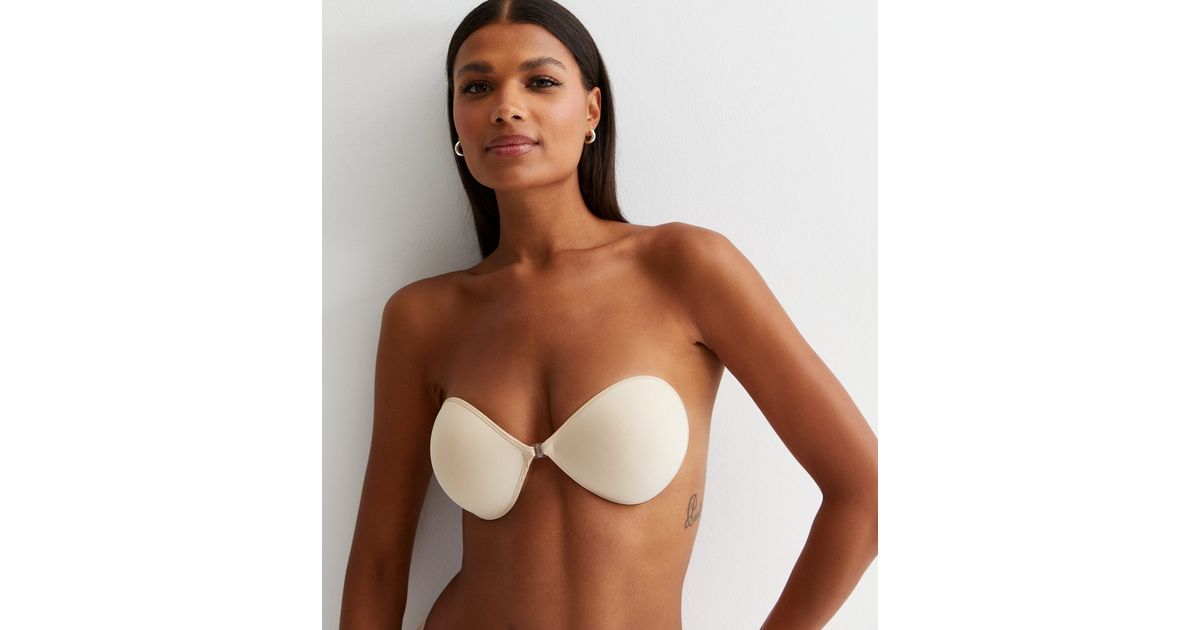 Perfection Beauty Cream D Cup Lace Up Stick On Bra | New Look