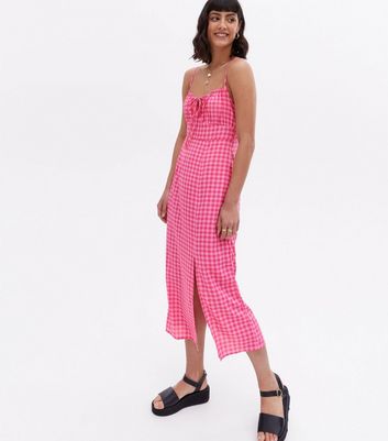 pink gingham dress womens