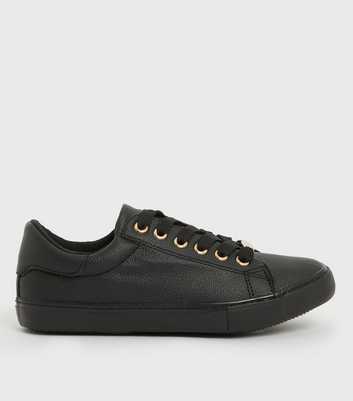 Wide Fit Black Metal Trim Lace Up Trainers