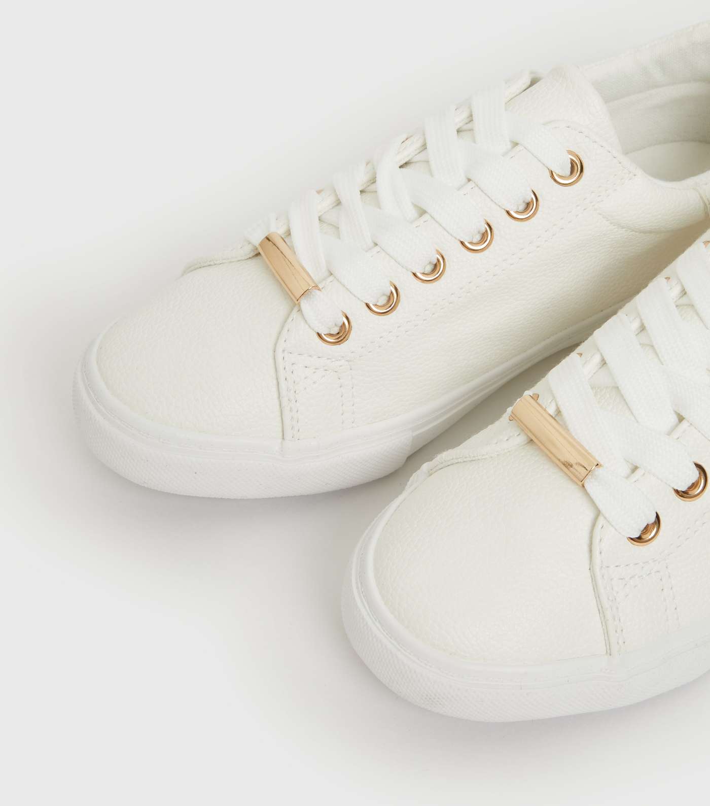 Wide Fit White Metal Trim Lace Up Trainers Image 4