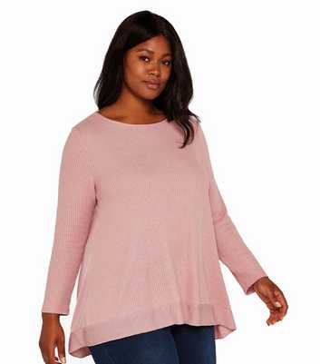Apricot Curves Pink Waffle Long Sleeve Jumper