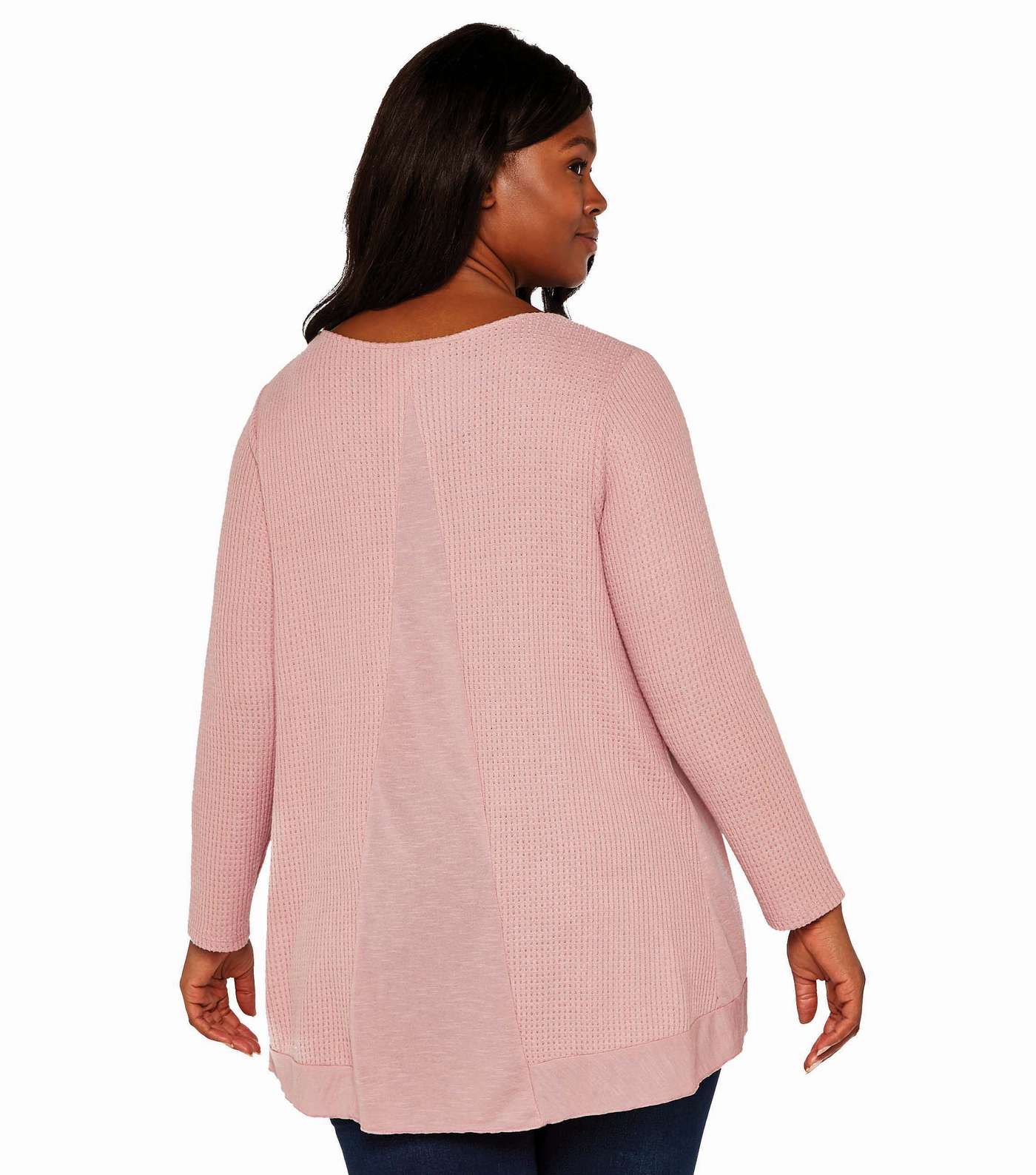 Apricot Curves Pink Waffle Long Sleeve Jumper Image 2