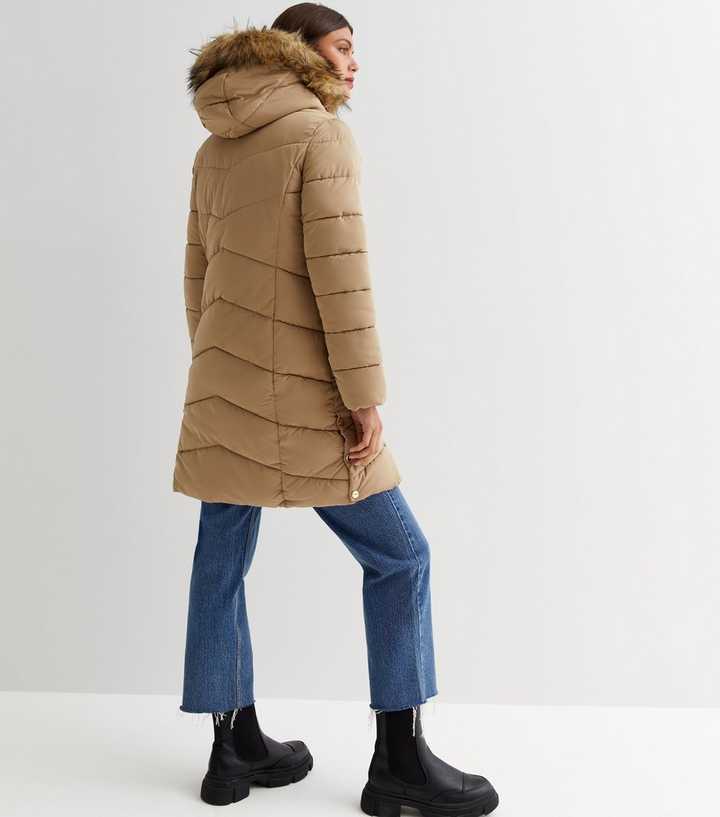 Khaki 2 in 1 Puffer Coat With Detachable Sleeves – AX Paris