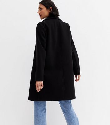 New look long hot sale black coat