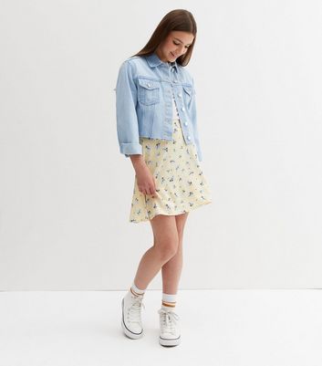 new look yellow floral skirt