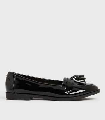 Black Patent Tassel Rounded Loafers